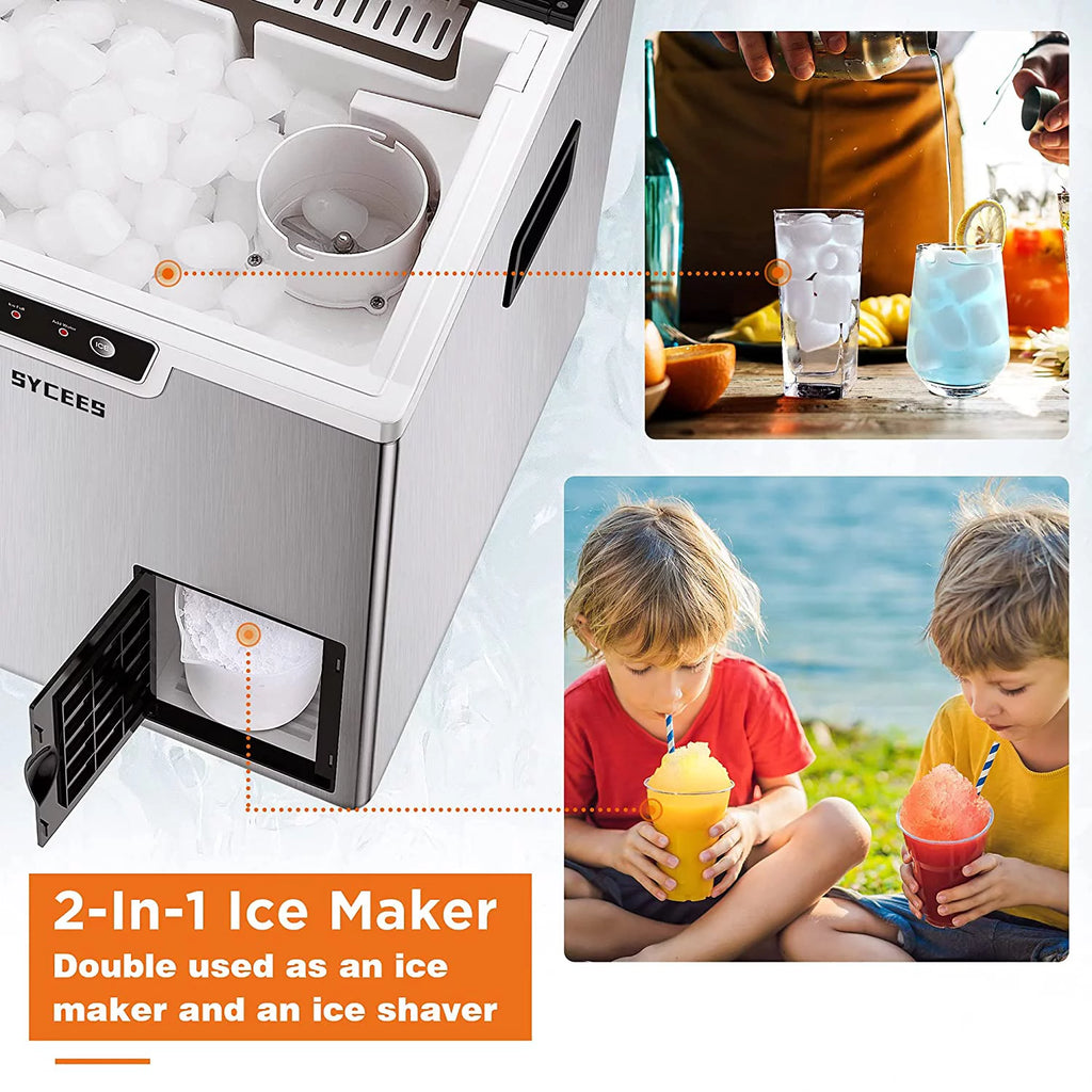 2-in-1 Countertop Ice Maker and Shaver Machine with Ice Scoop and Basket E741