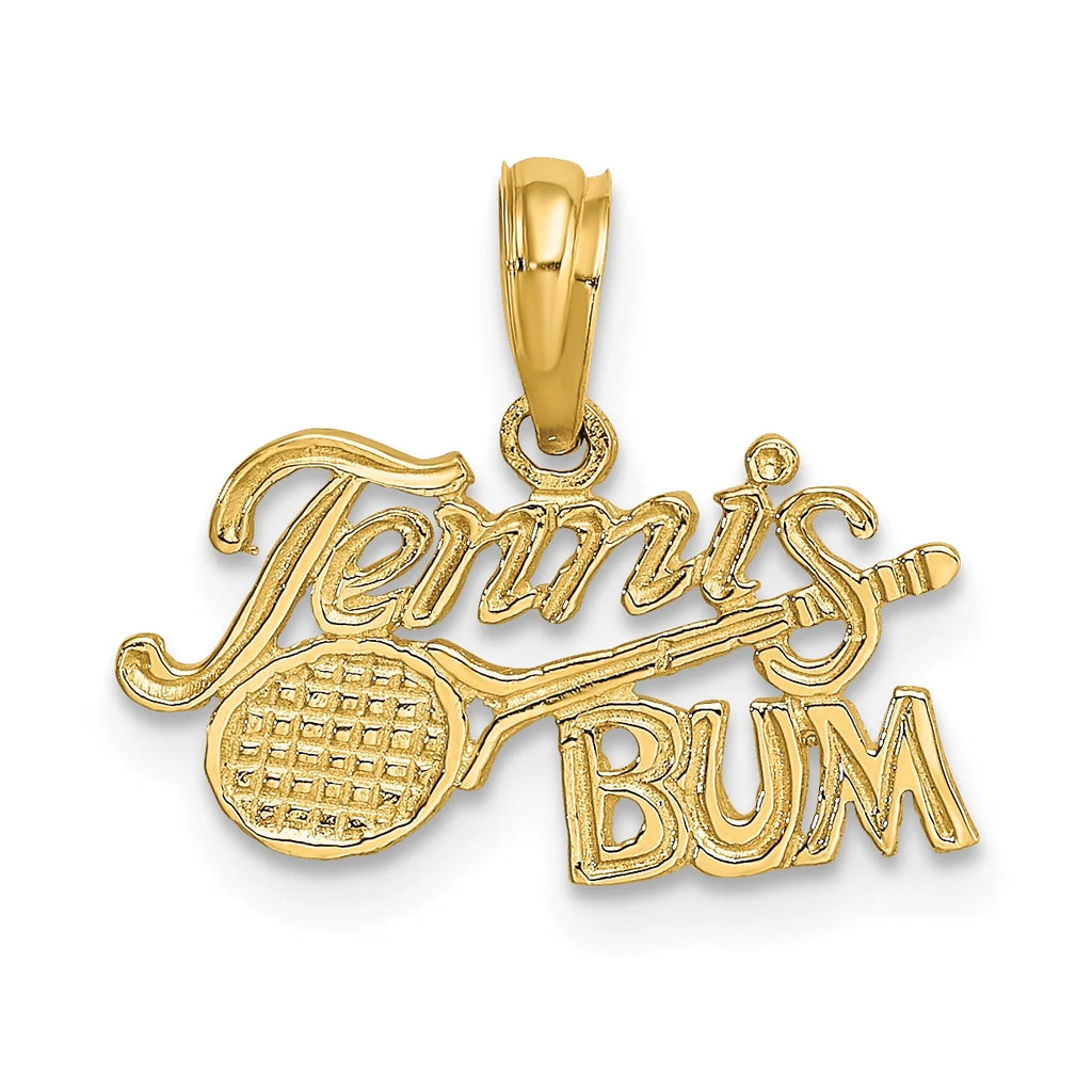 10K Yellow Gold Tennis Pendant Charm with Rope Chain Necklace 20'' Y447