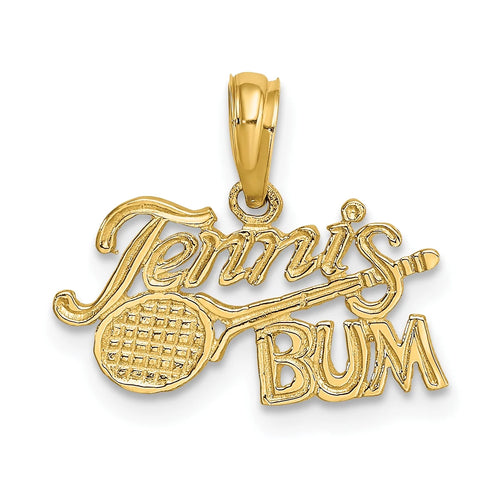 10K Yellow Gold Tennis Pendant Charm with Rope Chain Necklace 20'' Y447