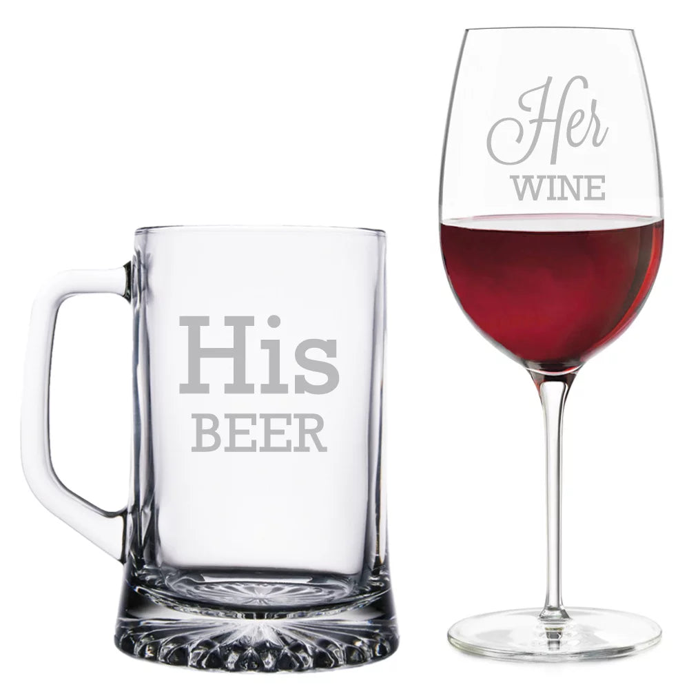 Beer Mug and Wine Glass Set P340
