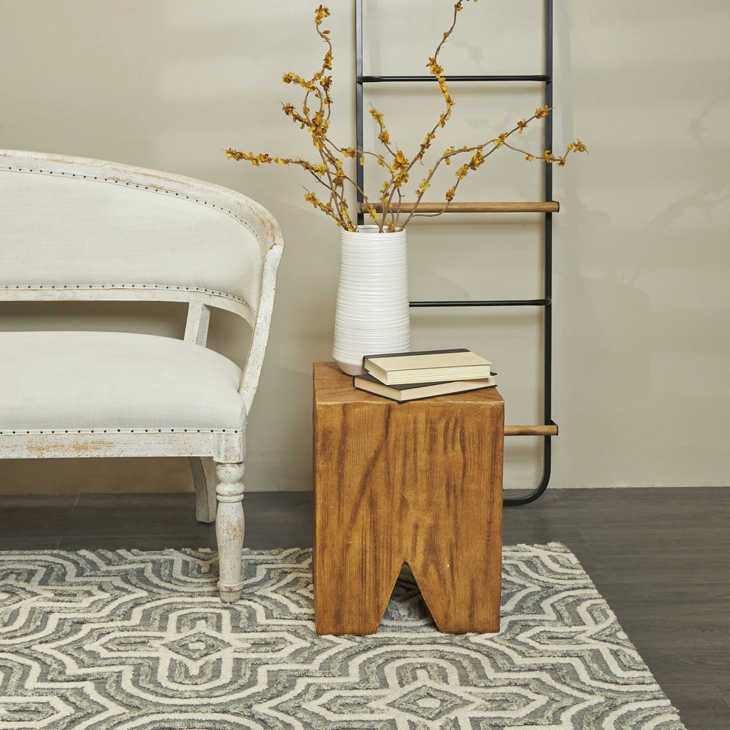 Brown Magnesium Oxide Outdoor Accent Table U1952