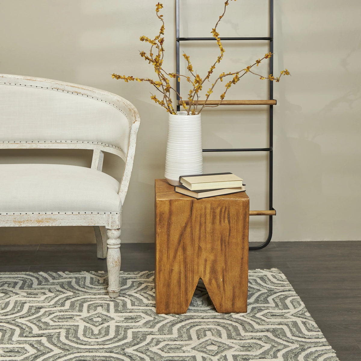 Brown Magnesium Oxide Outdoor Accent Table U1952