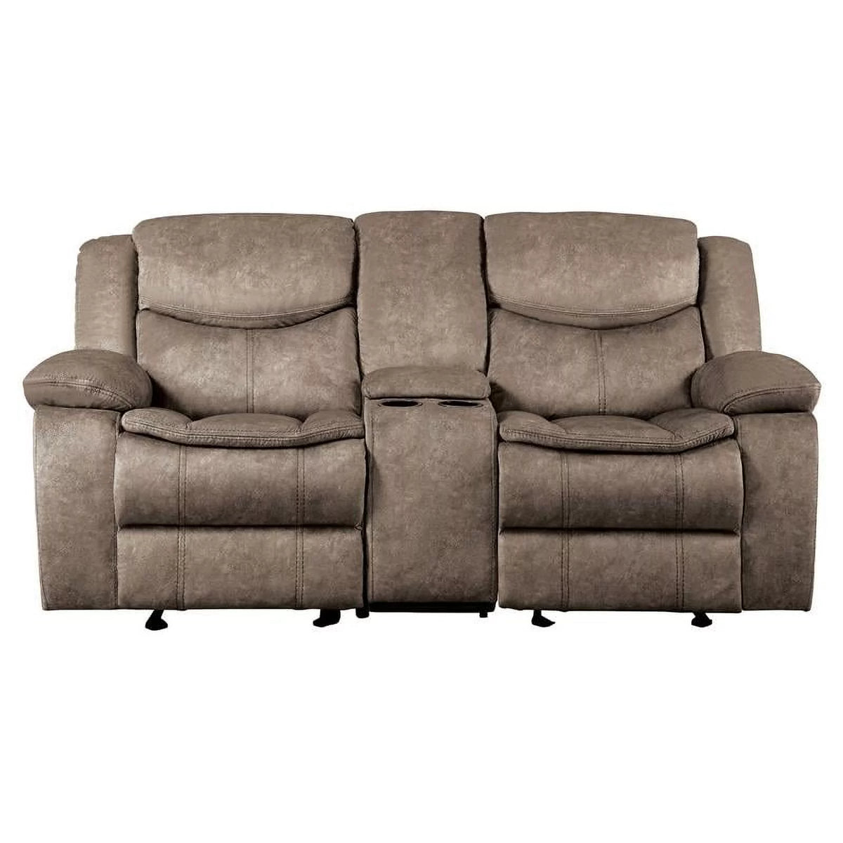 Brown Microfiber Reclining Loveseat R9829