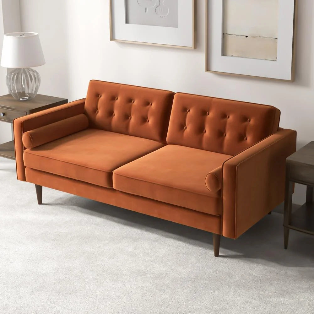 Orange Velvet Loveseat C15007