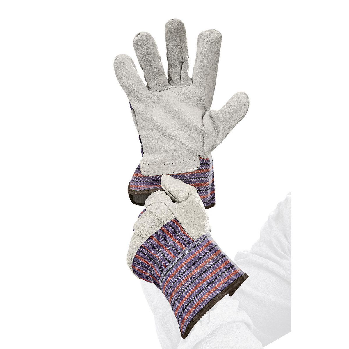 Split Leather Work Gloves with Cotton Back, 5 Pair C565500