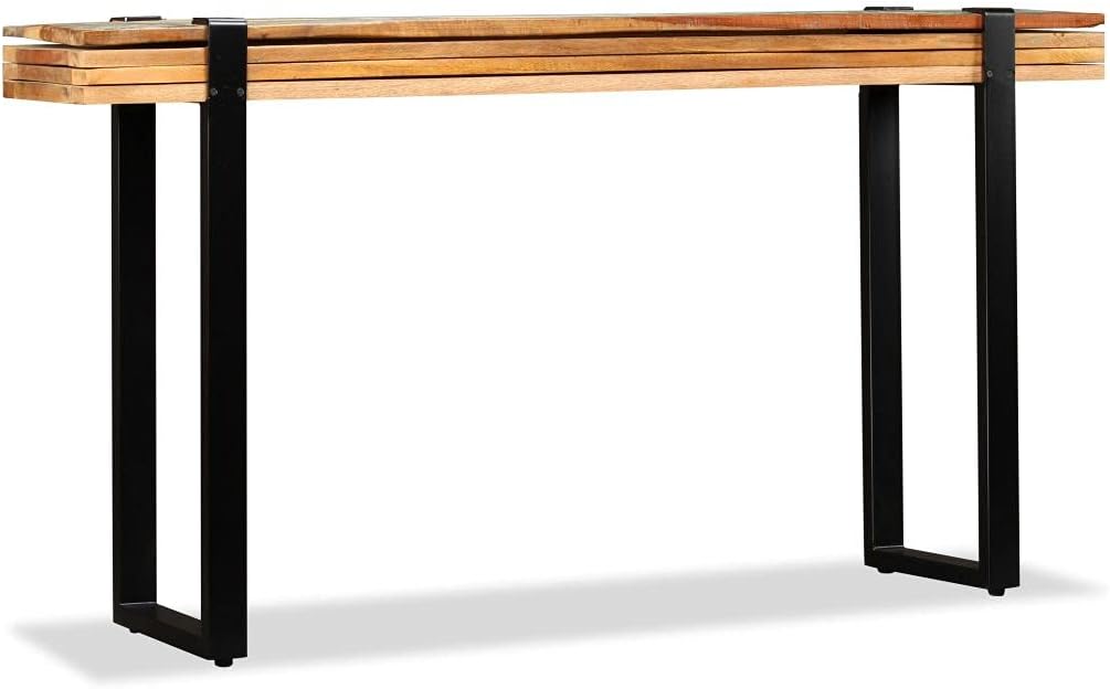 Length-Adjustable Console Table Solid Reclaimed Wood Cast Iron E25614