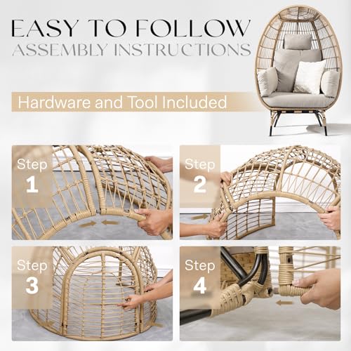 Black Wicker Egg Chair with Cushion N640