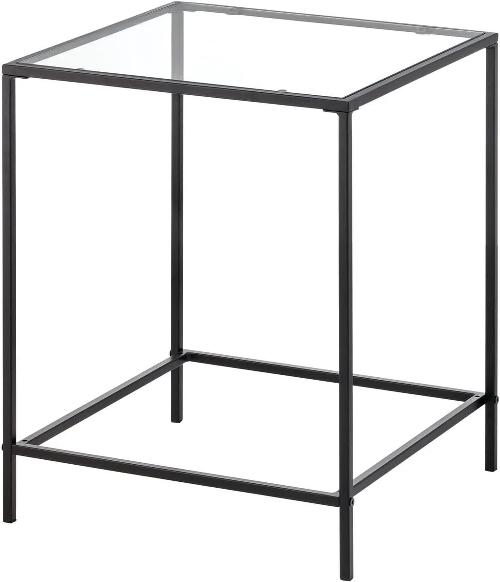 Black Glass Top Square Side Table Z362