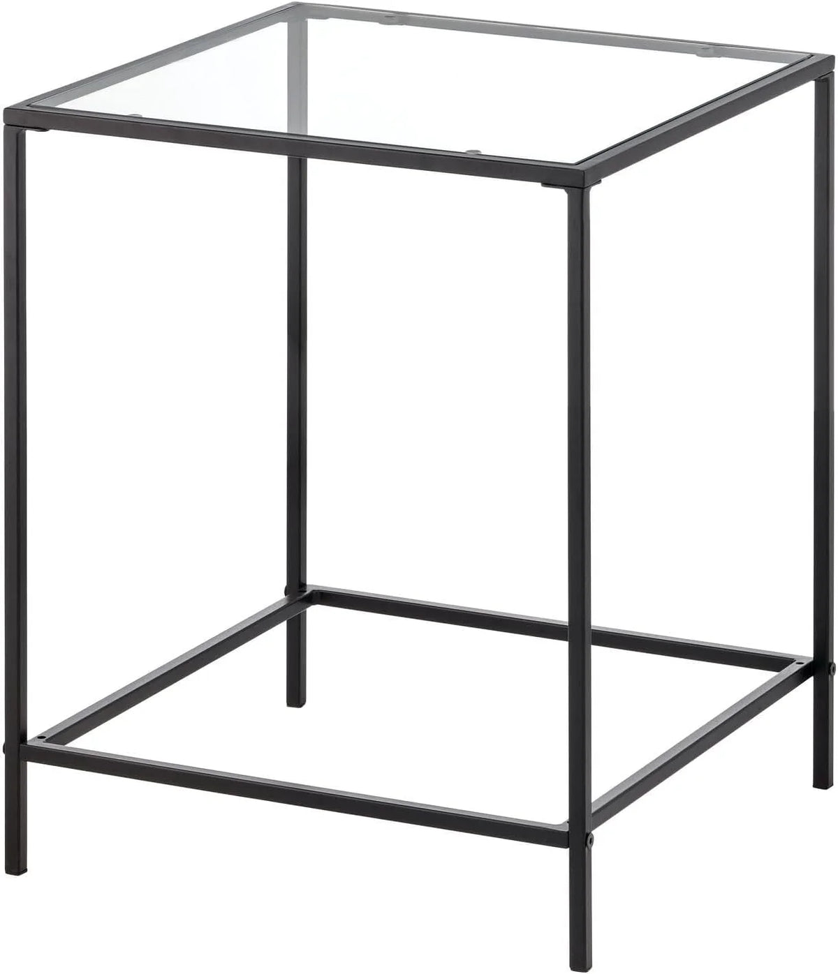 Black Glass Top Square Side Table Z362