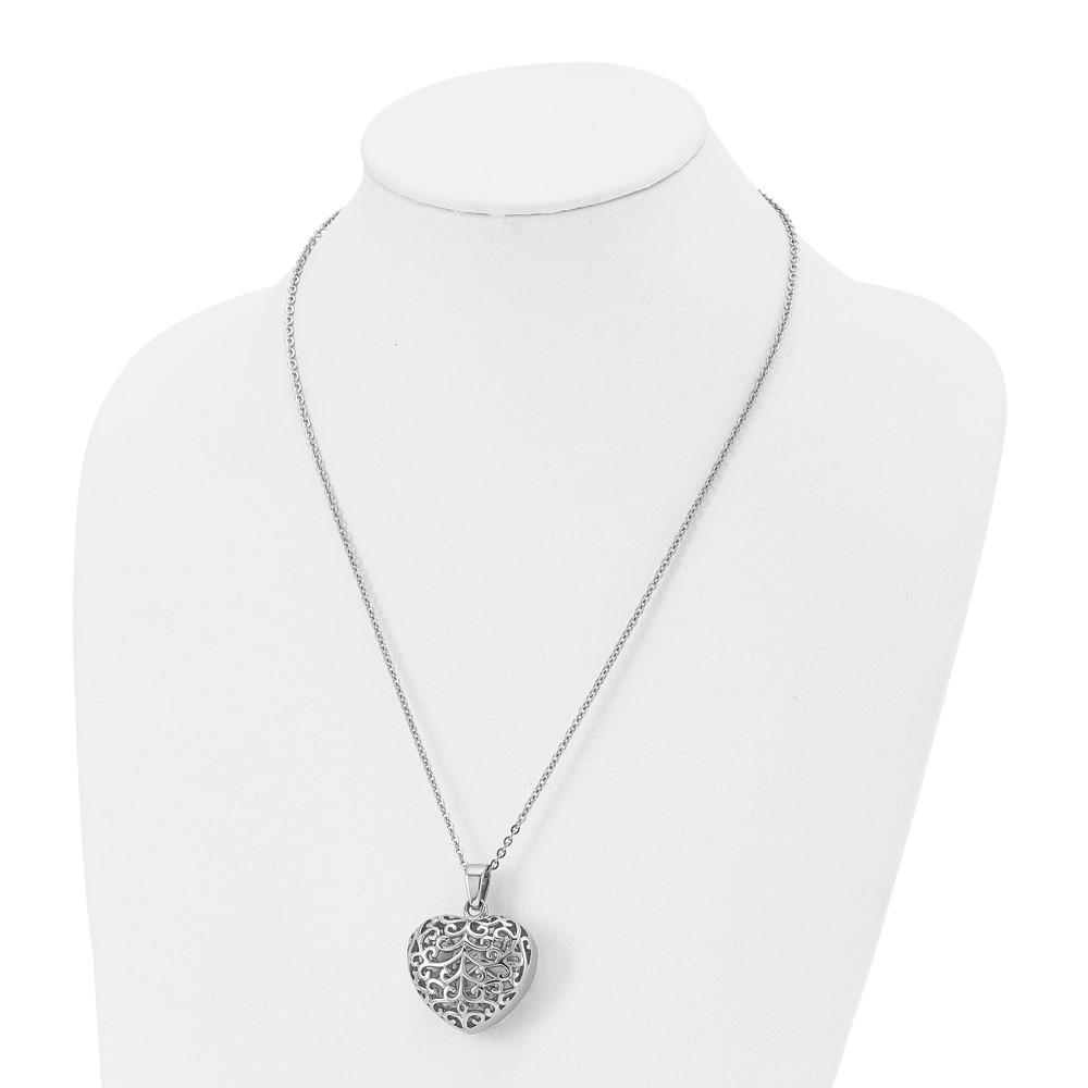 Stainless Steel Filigree Heart Necklace E58724
