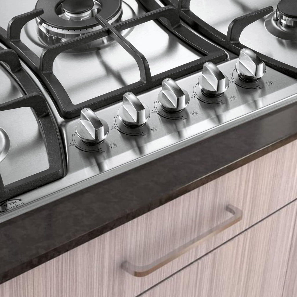 30 Inch 5 Burners Gas Cooktop Stainless Steel Cast Iron Grates B651526