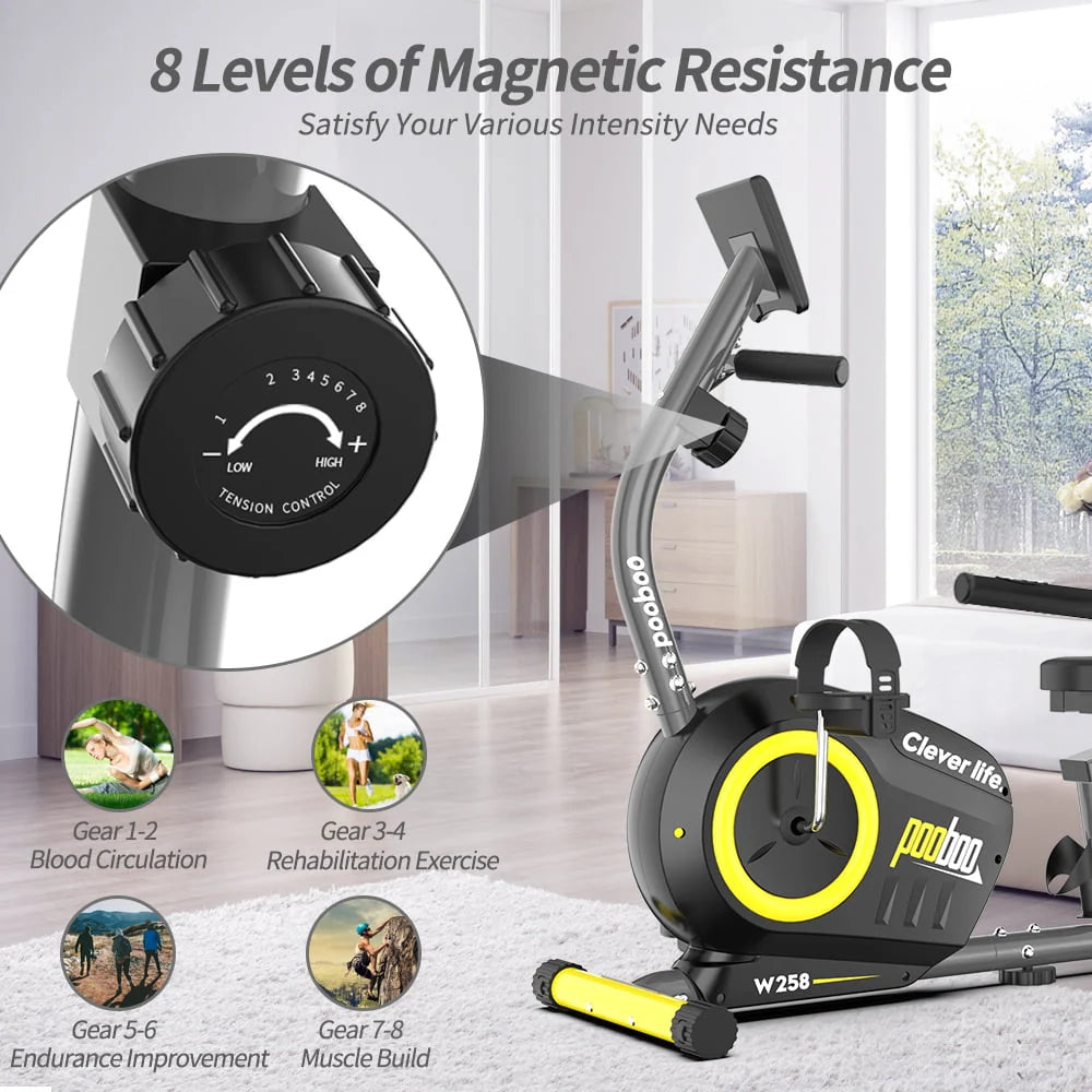 Recumbent Stationary Exercise Bike Adjustable Magnetic Resistance J841