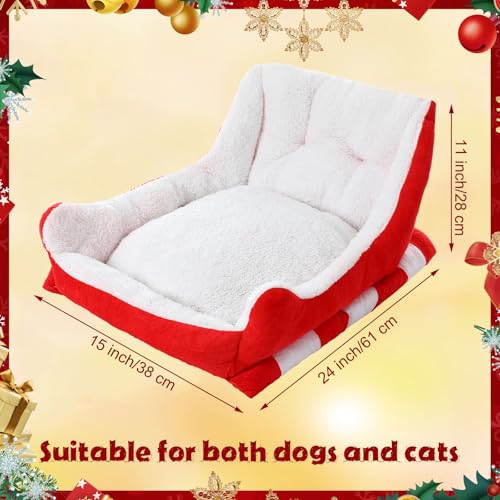 Red White 24x15x11 Inch Plush Synthetic Fur Christmas Dog Bed P36759