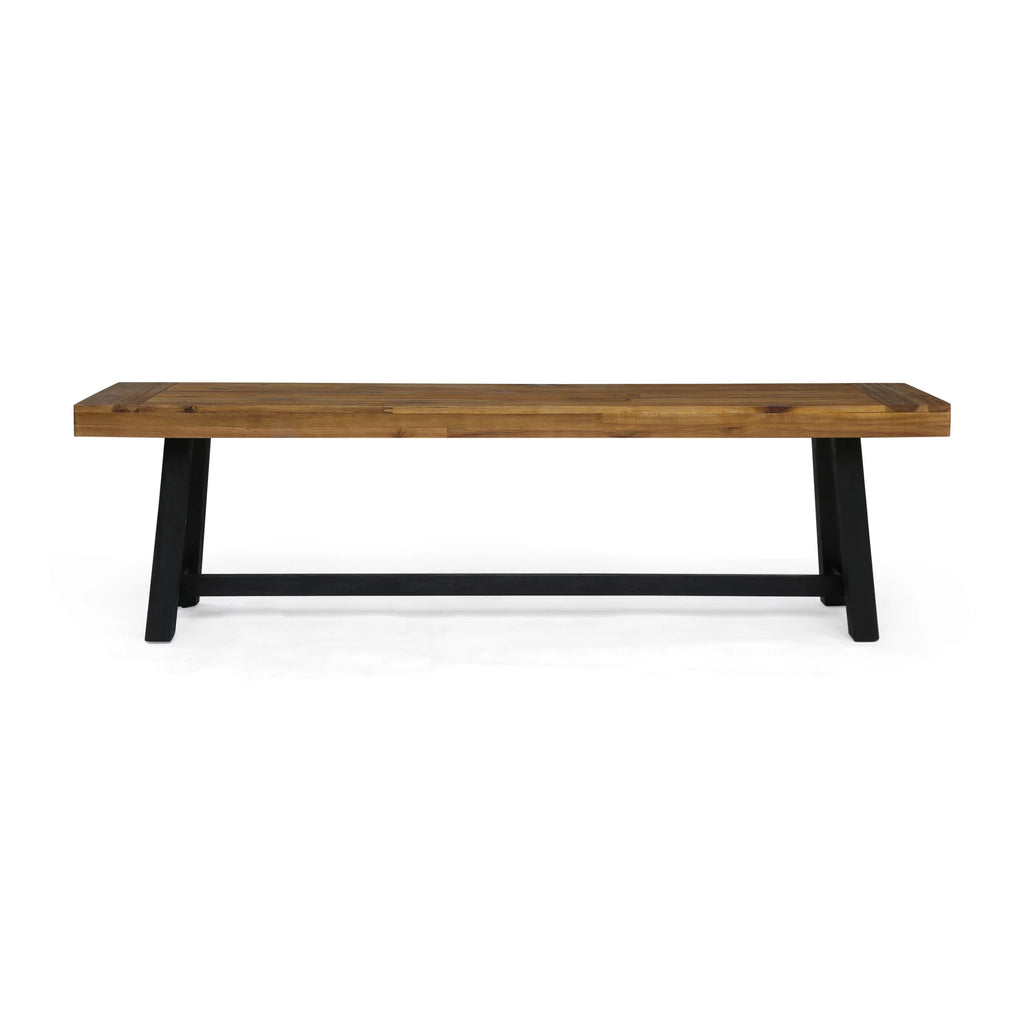 Acacia Wood Outdoor Bench Set of 2 N802