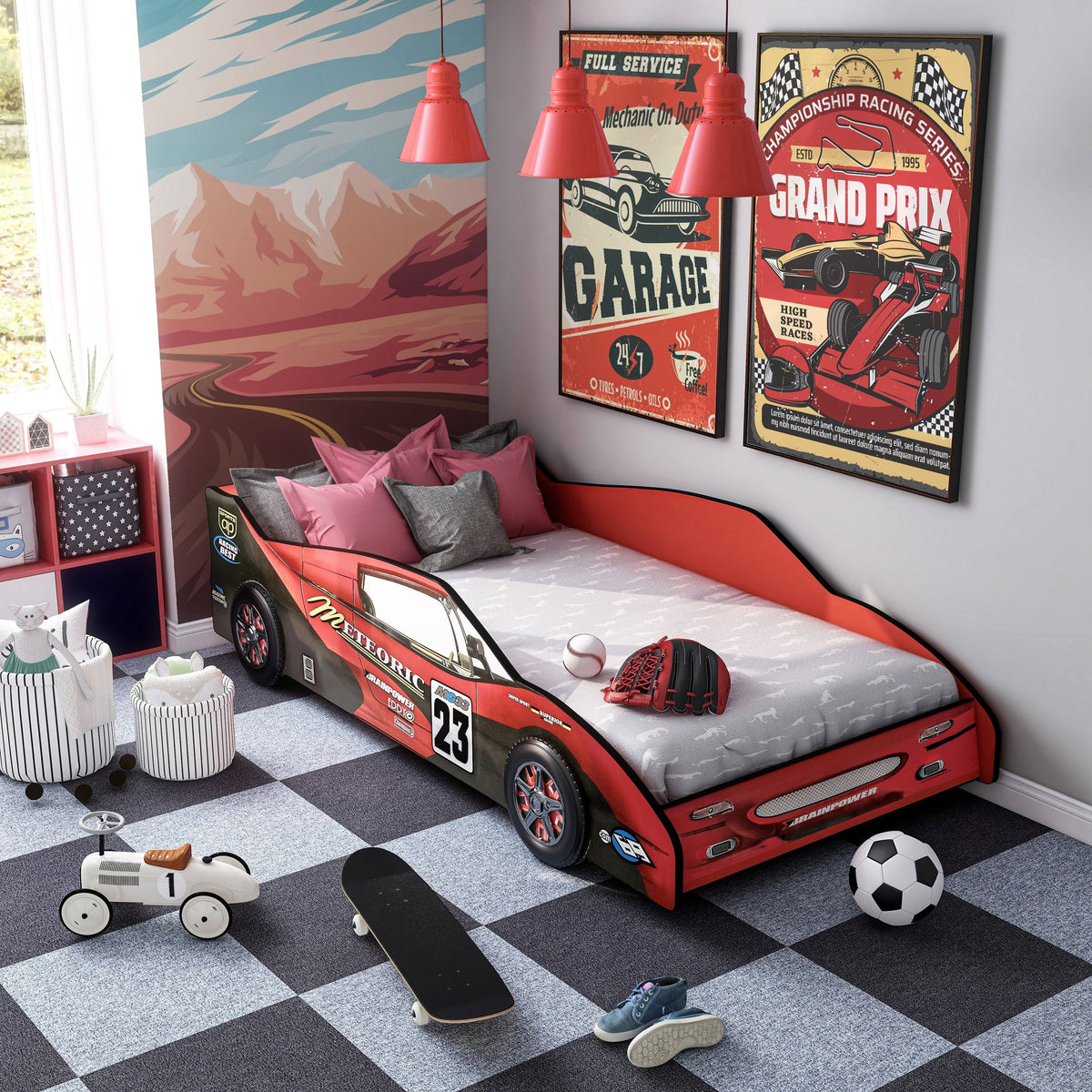 Blue Race Car Youth Bed H704