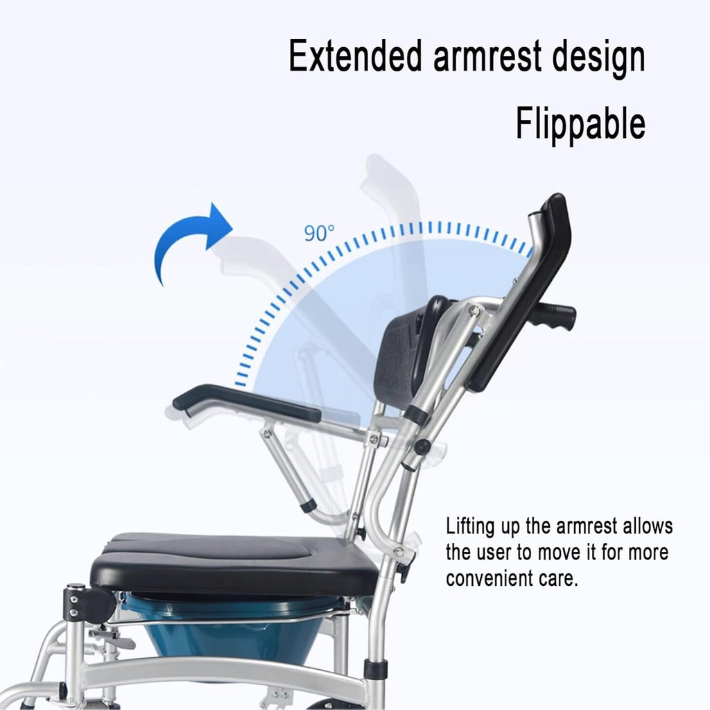 4 in 1 Portable Shower Commode Chair with Wheels D207