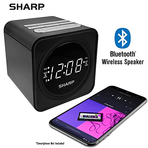 FM Clock Radio with Bluetooth Speaker and Dual Alarms S73773