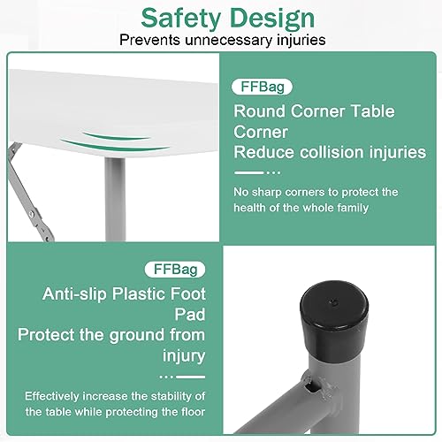 4 FT Heavy Duty Plastic Folding Table with Carrying Handle C29288