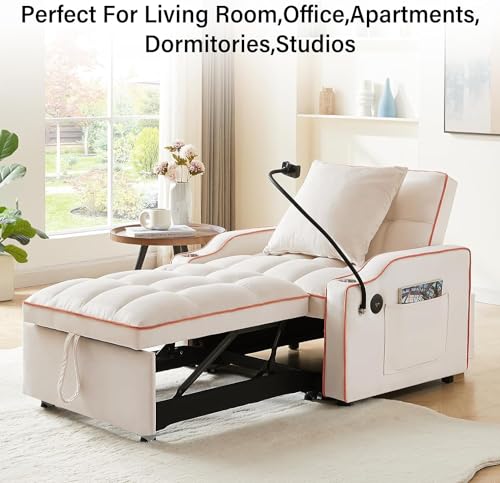 Creamy White 3-in-1 Convertible Sofa Bed X142