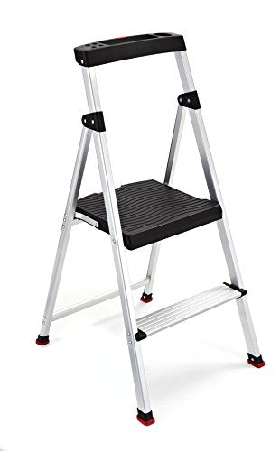 3-Step Lightweight Aluminum Folding Step Ladder with Project Tray, Gray A669837