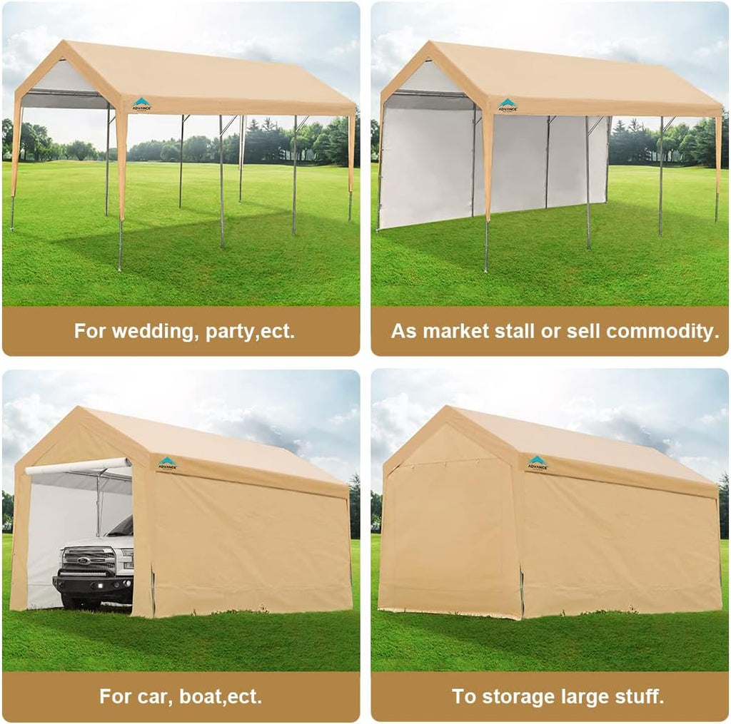Beige Adjustable Heavy Duty Carport Canopy Q1468