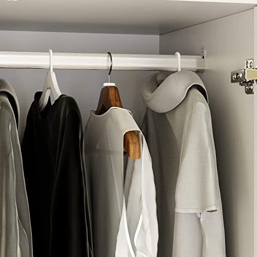 White 5 Drawer Wardrobe with Shelves and Hanging Rod S99539
