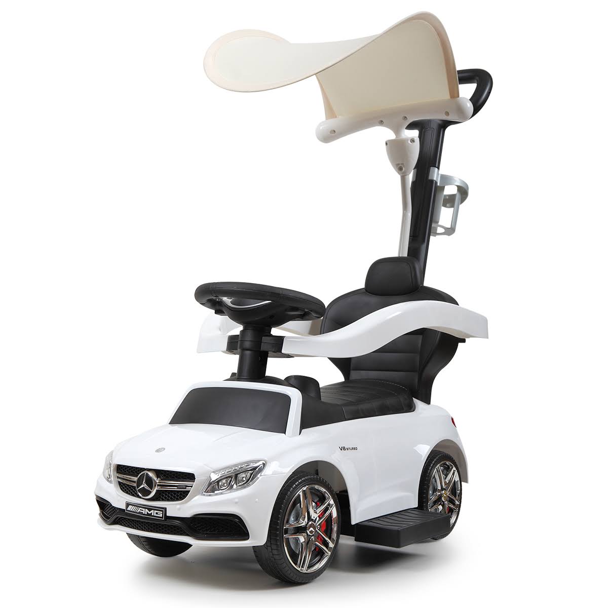 White Toddler Push Car with Canopy M993