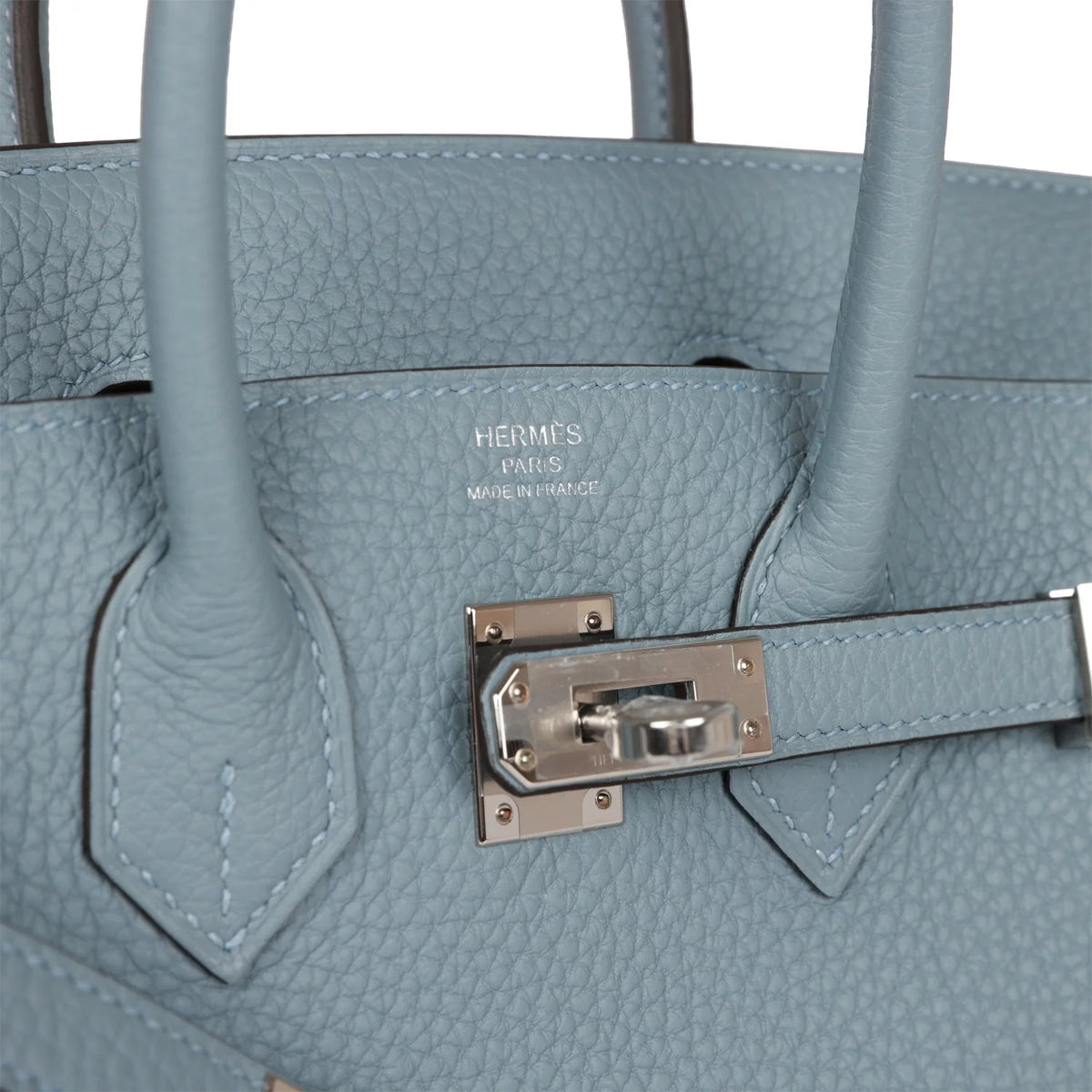 Bleu Lin Togo Palladium Hardware Handbag F8895