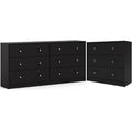 Black 3 Drawer Chest and 6 Drawer Double Dresser Set G553