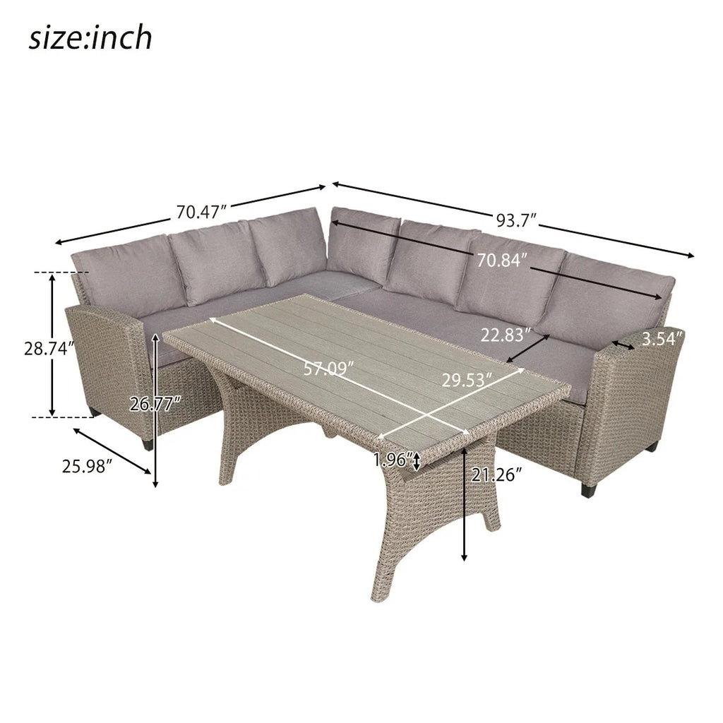 PE Rattan Wicker Sectional Sofa Set with Table M80092