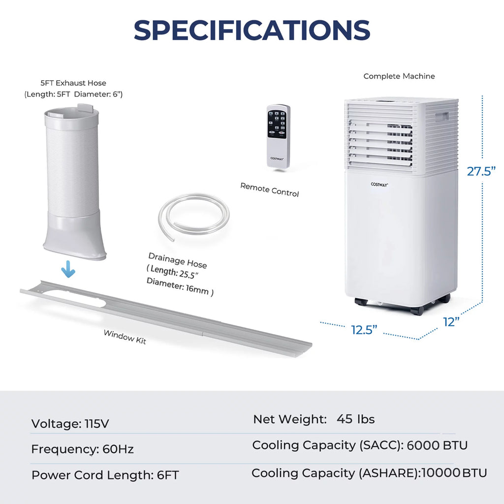 6000 BTU Portable Air Conditioner 3-in-1 Black K751920