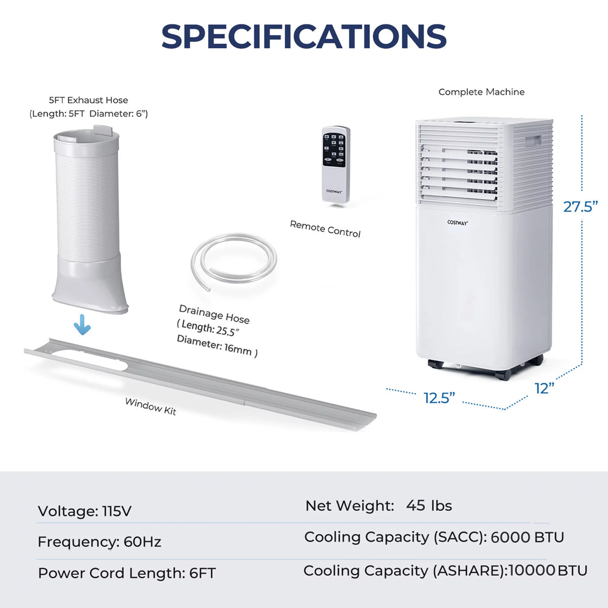 6000 BTU Portable Air Conditioner 3-in-1 Black K751920