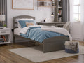 14" Twin XL Grey Wood Platform Bed Frame with Headboard and Footboard E494090