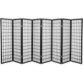 5 ft. Tall Window Pane Shoji Screen 8 Panel Black B375