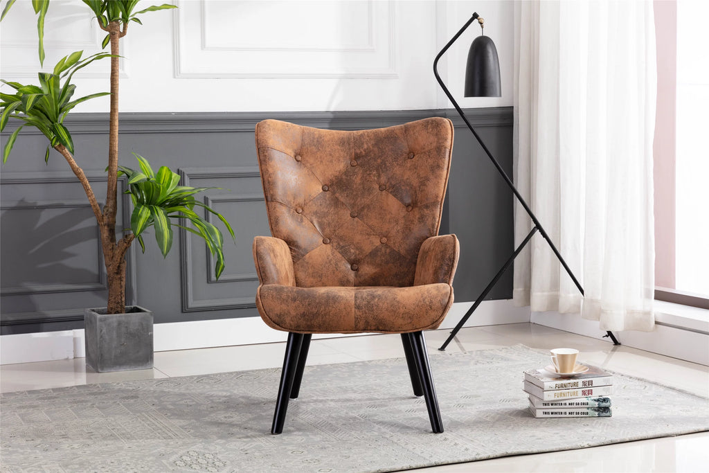 Velvet Accent Sofa Chair with Solid Wood Legs Q900489