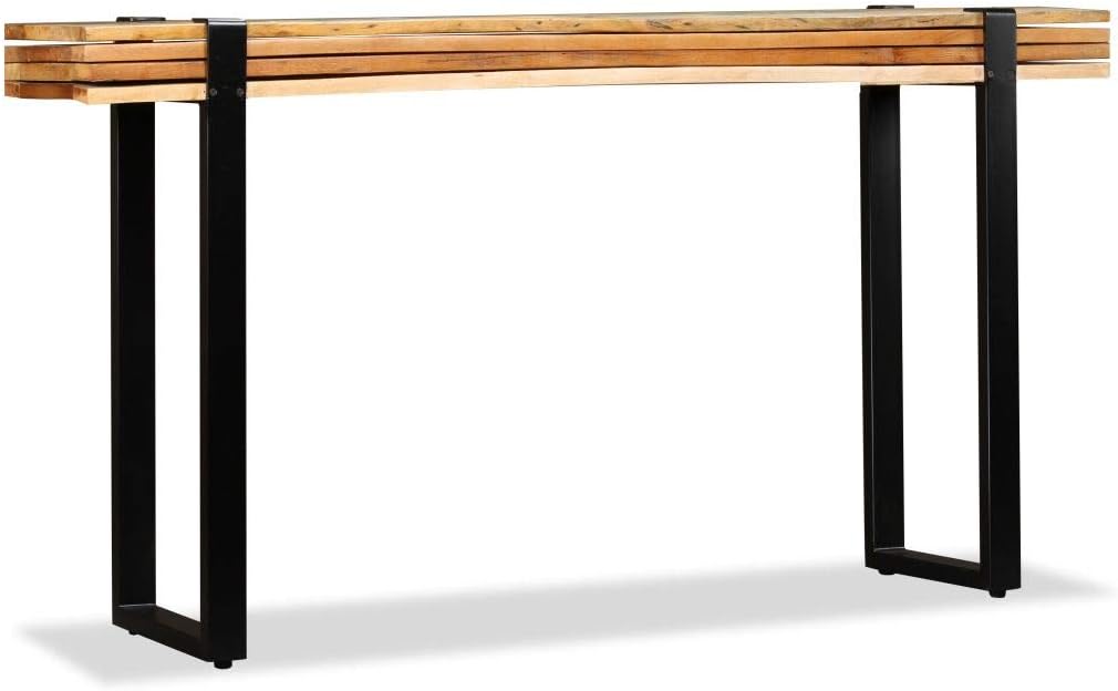 Length-Adjustable Console Table Solid Reclaimed Wood Cast Iron E25614