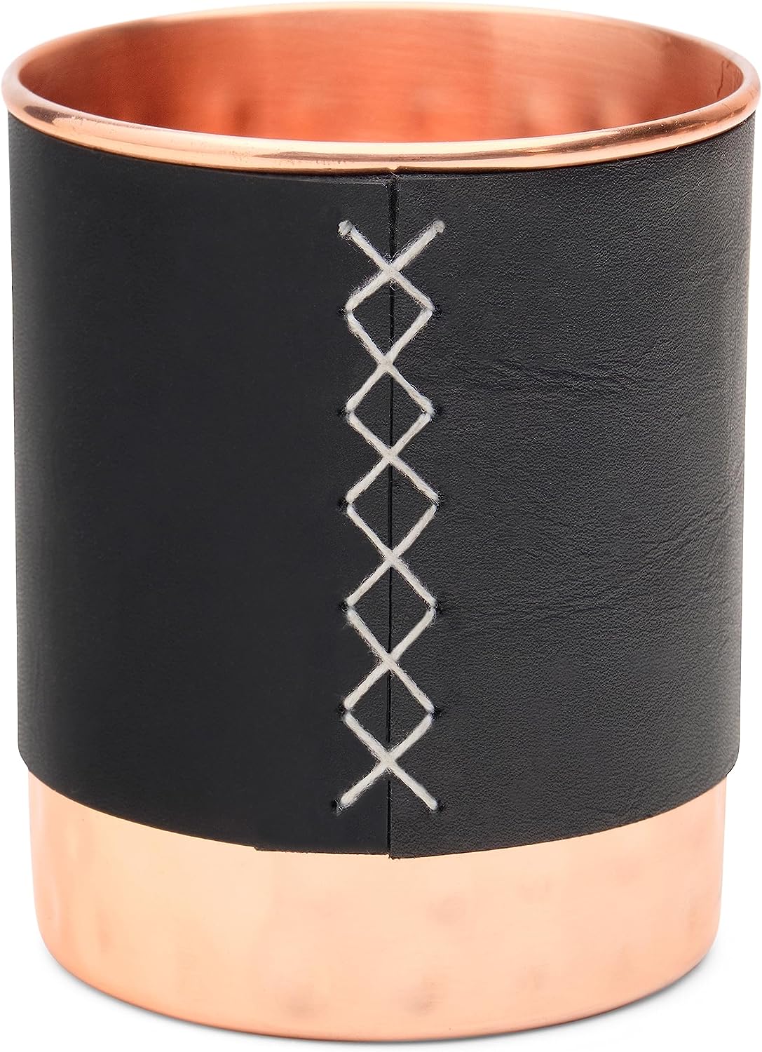 Copper Water Bottle with Copper Tumbler and Leather Sleeves U32416