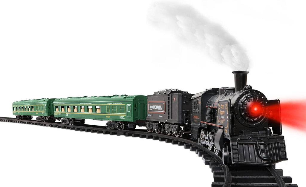 Metal Alloy Electric Train Set with Steam Locomotive, Passenger Carriages & Tracks B681