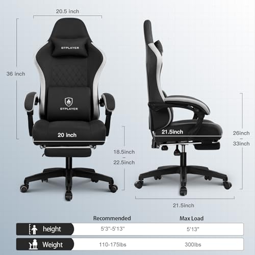 Black Ergonomic Gaming Chair with Footrest Q86283