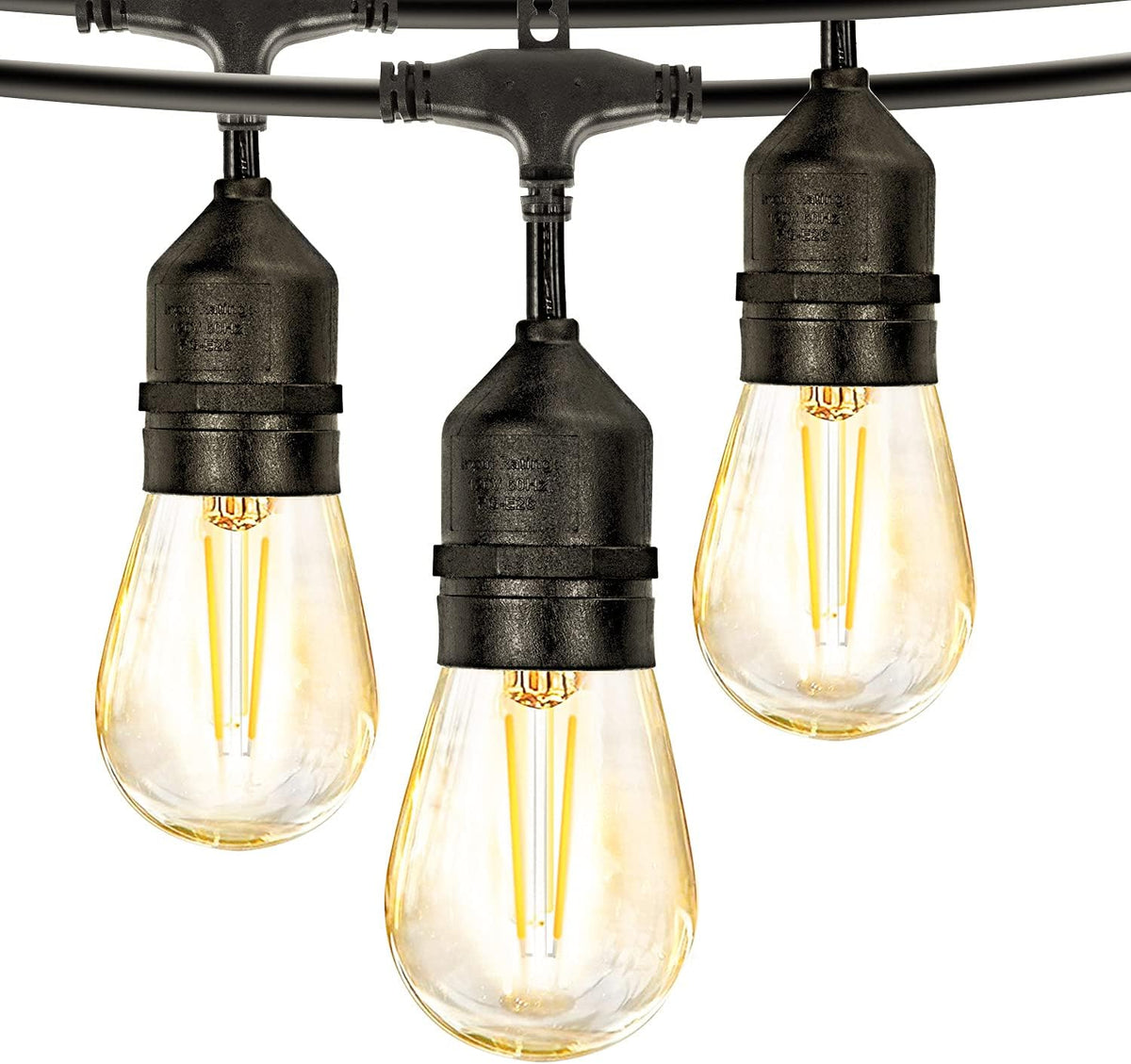 2 Pack 48FT LED Outdoor String Lights with 2W Dimmable Edison Shatterproof Plastic Bulbs M87286