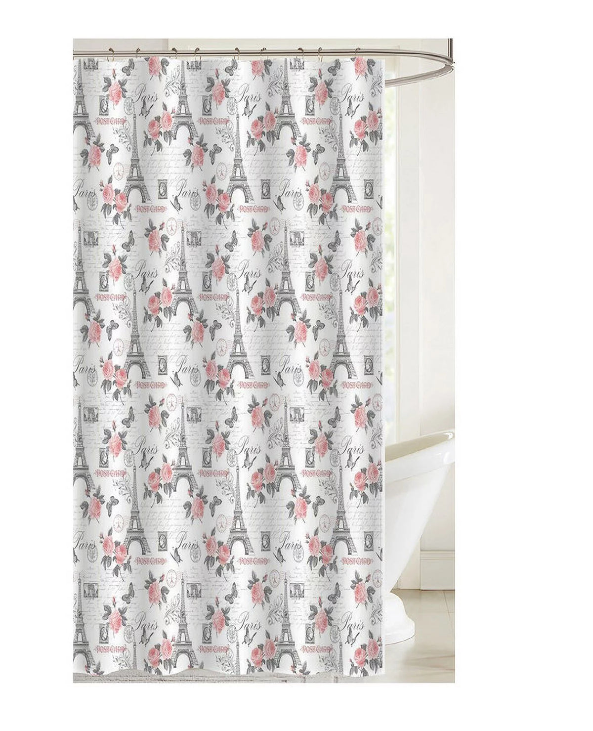 Printed Canvas Shower Curtain with Roller Hooks G543