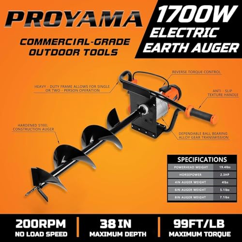 1700W Corded Electric Earth Auger with Drill Bit X397