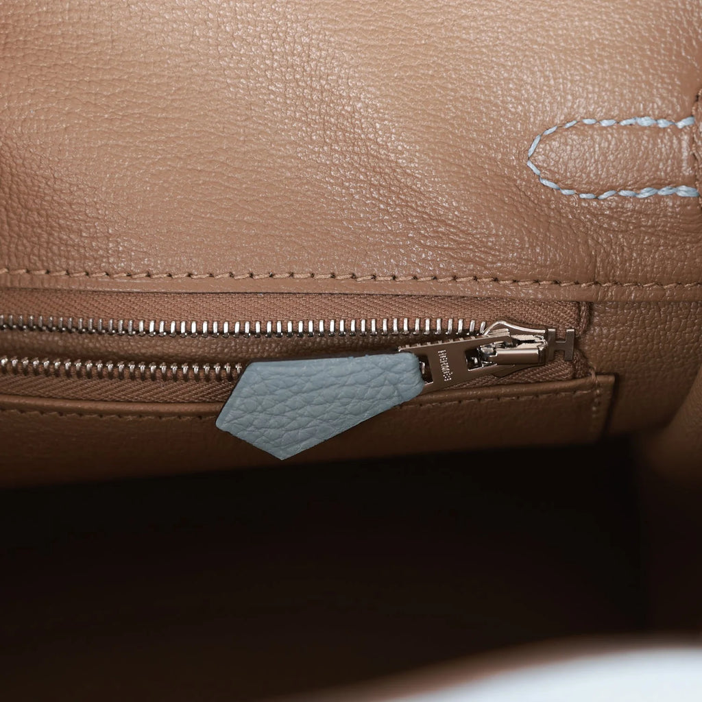 Bleu Lin Togo Palladium Hardware Handbag F8895