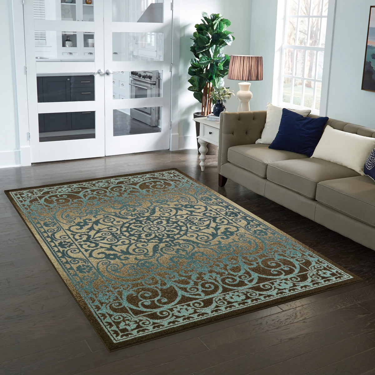 Blue Brown 5' x 7' Area Rug A82469