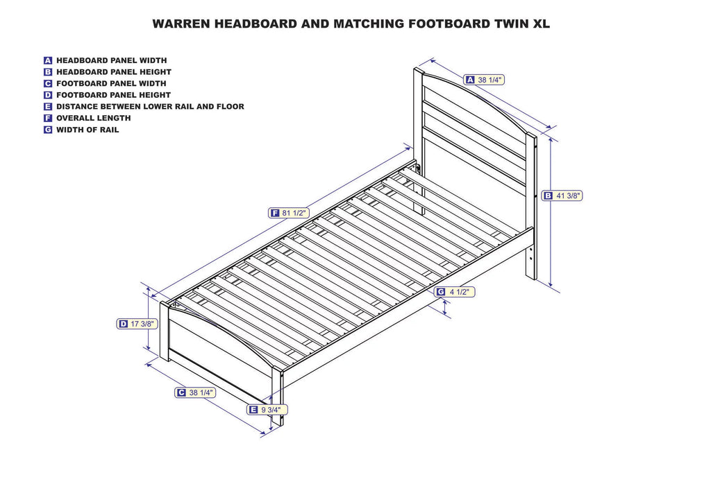 14" Twin XL Grey Wood Platform Bed Frame with Headboard and Footboard E494090
