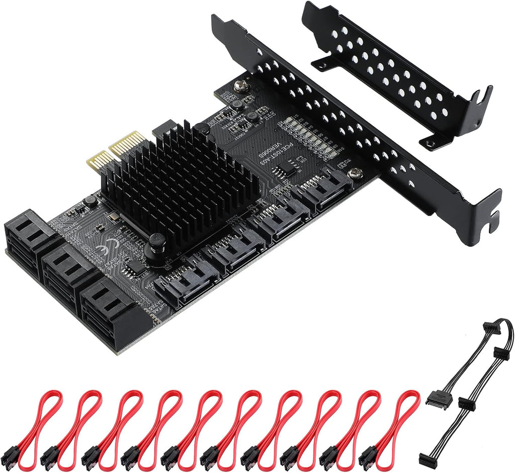 PCIe SATA Card 8 Port with 8 SATA Cables and Low Profile Bracket, Pack of 2 J249924
