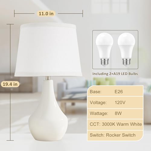 Modern Ceramic Table Lamps Set of 2 Grey H657556