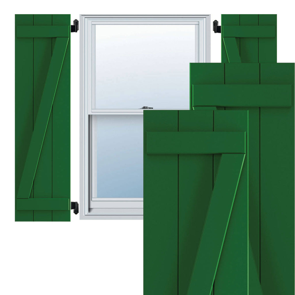 16 1/8x22W x 65x22H PVC Three Board Joined Board-n-Batten Shutters Z8884