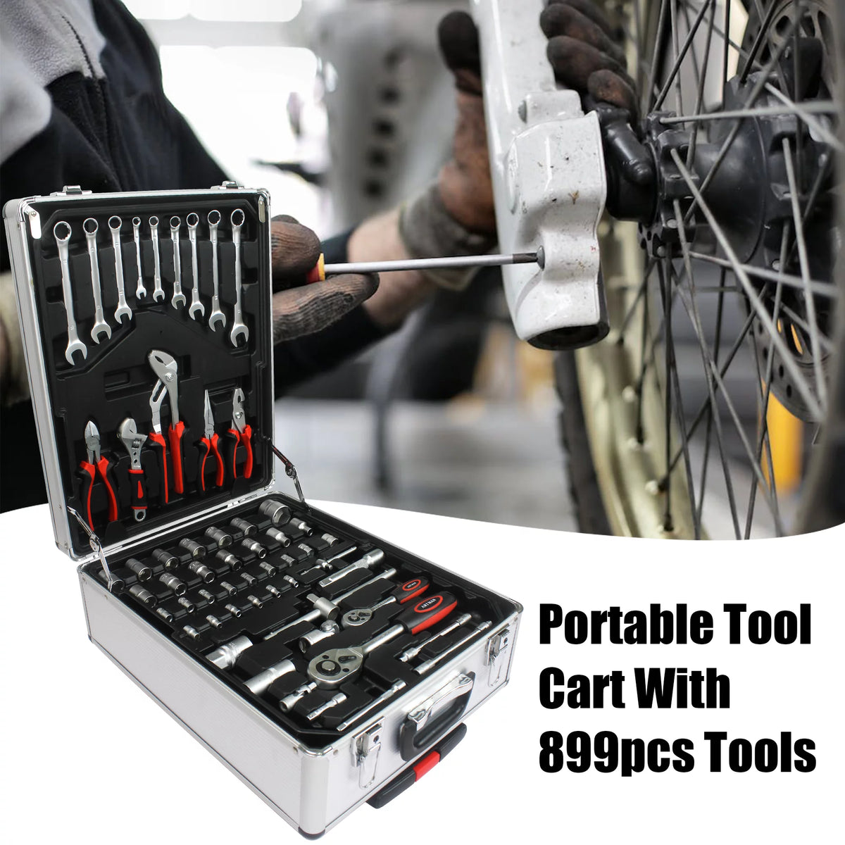 White 4 Layers Rolling Tool Box Set T485093