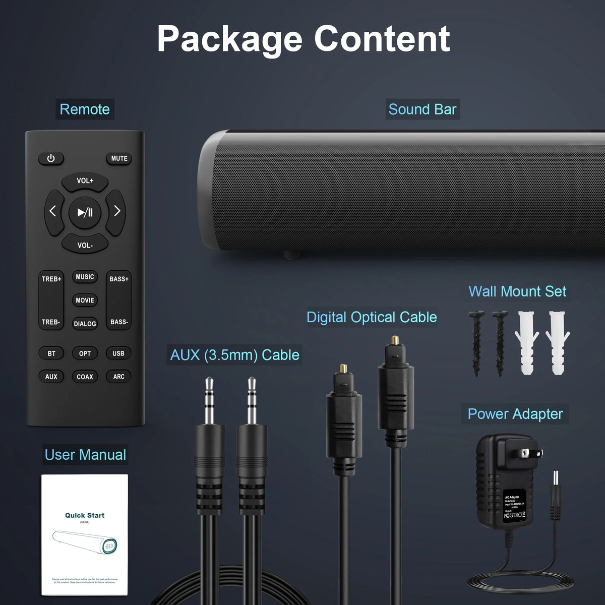 Sound Bar with Built-in Subwoofers A24633